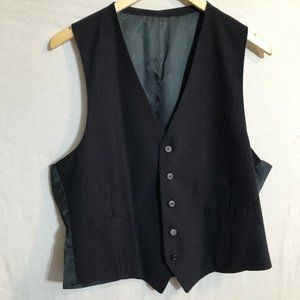 Dress Vest Front 5 Buttons V-Neck Navy Pinstripe Men's Size medium